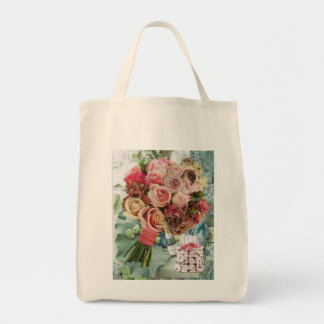 Large Tote Bag with Roses and Champagne