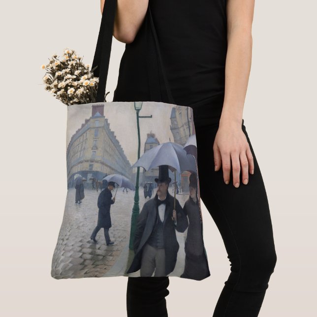 Large Tote "Paris Street Rainy Day" by Caillebotte Bag (Close Up)