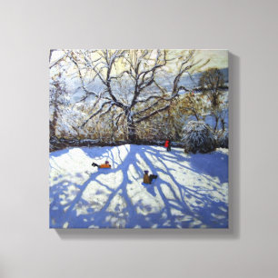 Large tree and tobogganers Youlgreave Canvas Print