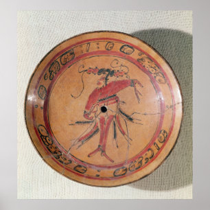 Large tripodal dish depicting an actor or dancer poster