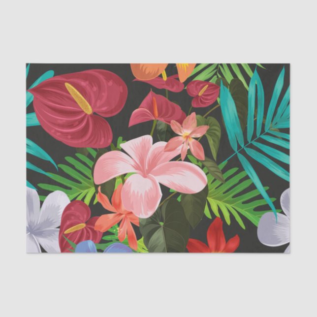 Large Tropical Flowers Hibiscus Decoupage Tissue Paper (Front)