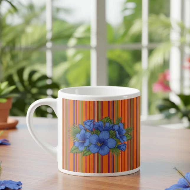 Large Tropical Style Coffee Mug with Blue Floral (Creator Uploaded)