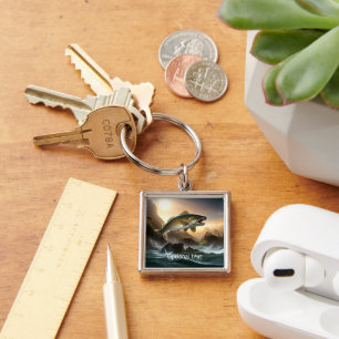 Large Trout in Rapids Key Ring