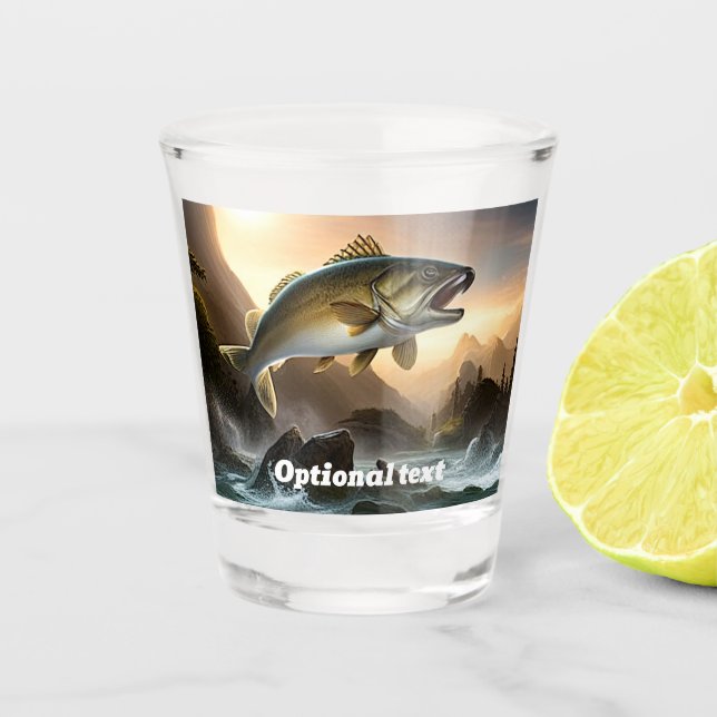 Large Trout in Rapids Shot Glass (Front)