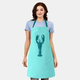 Large Turquoise Lobster on Light Aqua Apron