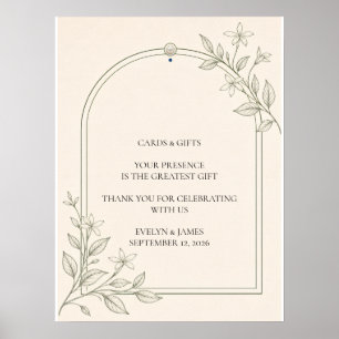 Large Type Olive Botanical Cards & Gifts Sign