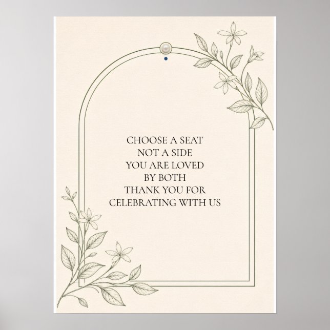 Large Type Olive Botanical Choose a Seat Sign (Front)