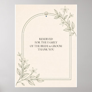 Large Type Olive Botanical Reserved Seating Sign