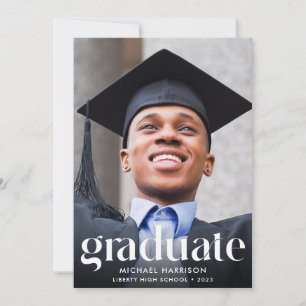 Large Type Photo Overlay Graduation Announcement
