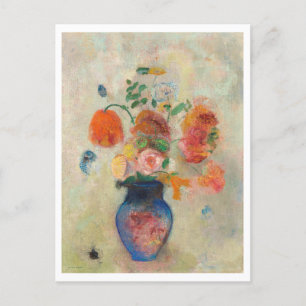 Large Vase with Flowers Painting Postcard