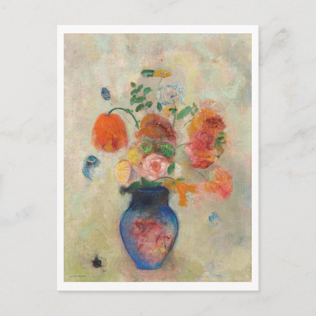 Large Vase with Flowers Painting Postcard (Front)