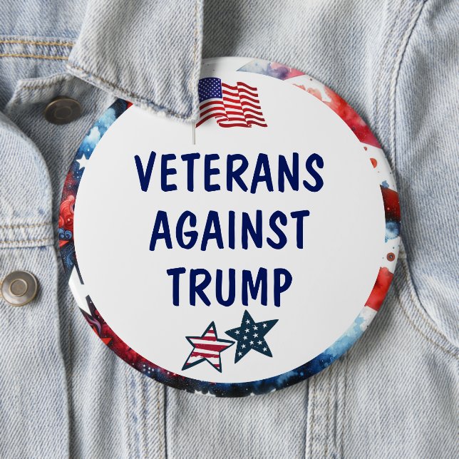 Large Veterans Against Trump | Anti Trump 6 Cm Round Badge (In Situ)