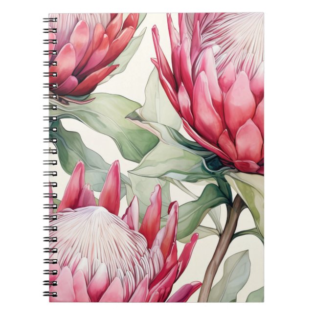 Large Vibrant Cerise South African Protea Case Notebook (Front)