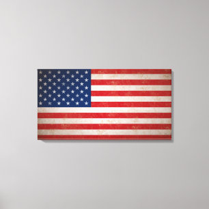 Large Vintage Grunge Style American Flag Canvas