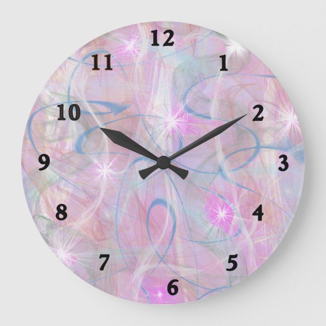 Large Wall Clock Pink Abstract Design (Front)