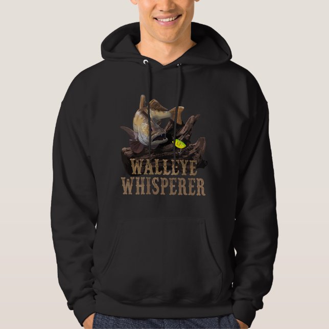 Large Walleye With Fishing Lure Drawing Hoodie (Front)