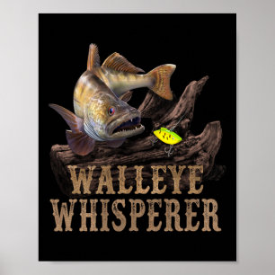 Large Walleye With Fishing Lure Drawing Walleye Wh Poster