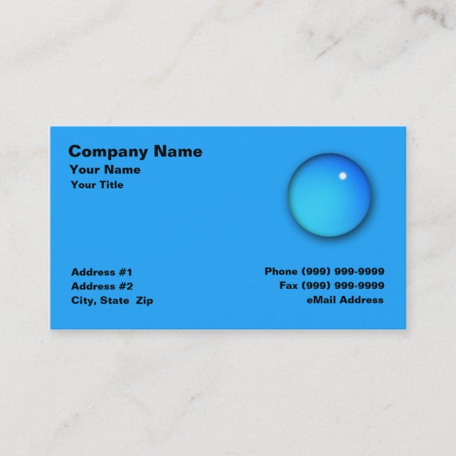 Large Water Drop Business Card (Front)