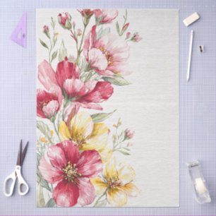 Large Watercolor Wildflowers Bouquet Decoupage Tissue Paper