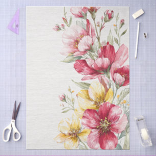 Large Watercolor Wildflowers Bouquet Decoupage Tissue Paper