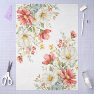 Large Watercolor Wildflowers Bouquet Decoupage Tissue Paper