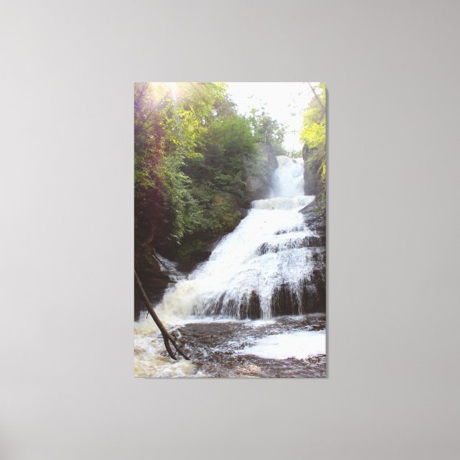 Large Waterfall with Sunlight Canvas Print (Front)