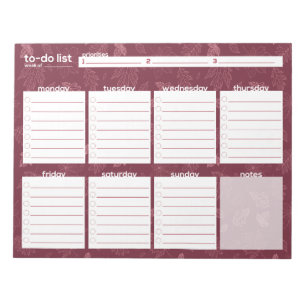 Large Weekly To-Do List - Leaf Design Notepad