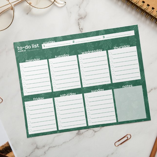 Large Weekly To-Do List - Leaf Design Notepad (Creator Uploaded)