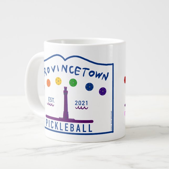 Large WH Ptown Pickleball Giant Coffee Mug (Front Left)
