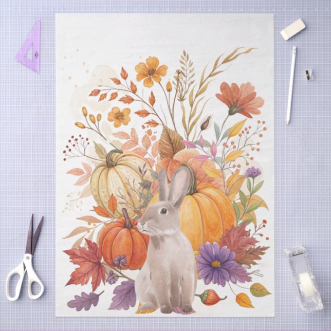 Large Whimsical Watercolor Fall Wildflowers  Tissue Paper (Craft)