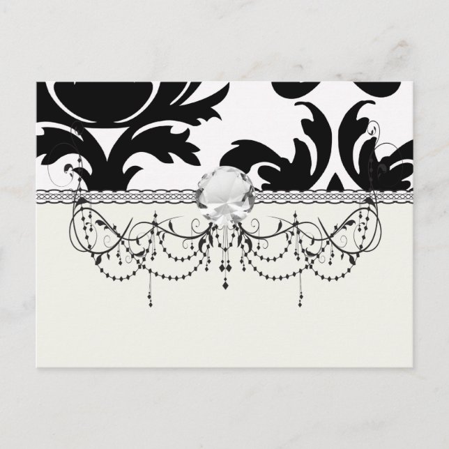 large white and black bold damask postcard (Front)