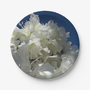 large white blossom against blue sky throw pillow paper plate