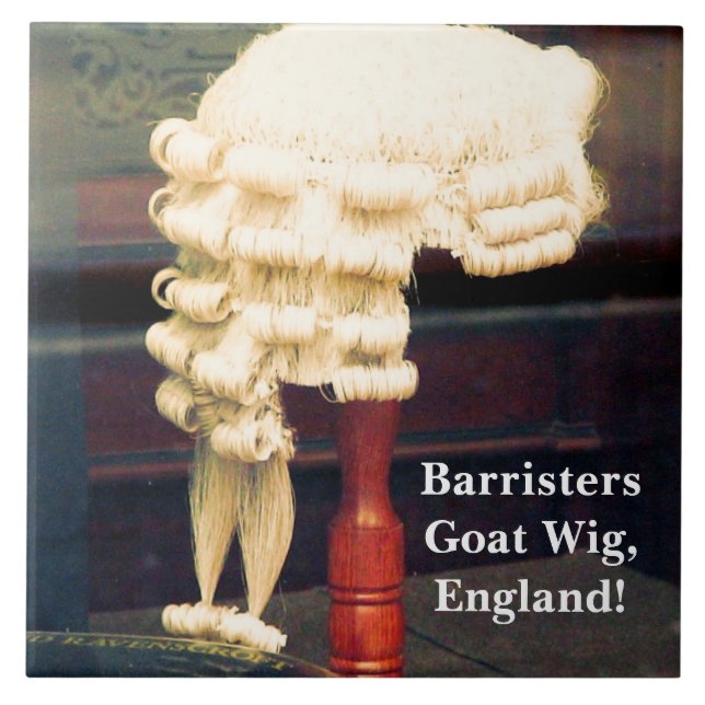 Large white ceramic tile Barristers/ Law Goat Wig (Front)
