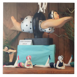 Large White Ceramic Tile! Unique Ceramic Swimmers! Tile