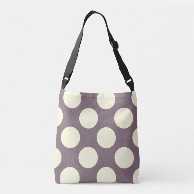 Large white polka dots design on purple crossbody bag (Back)
