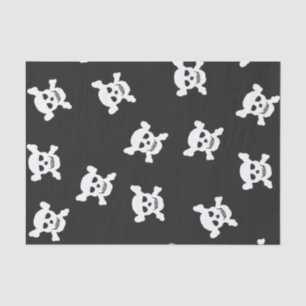 Large White Skull and Crossbones on Black Tissue Paper