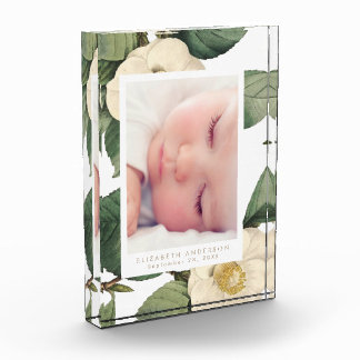 Large White Vintage Floral Photo Block Frame