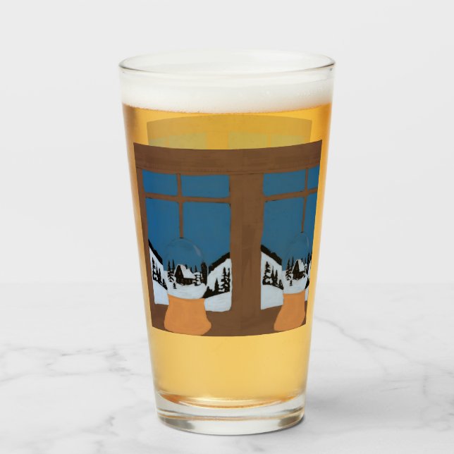 Large Winter Drink Glass Snow Globe (Front Filled)