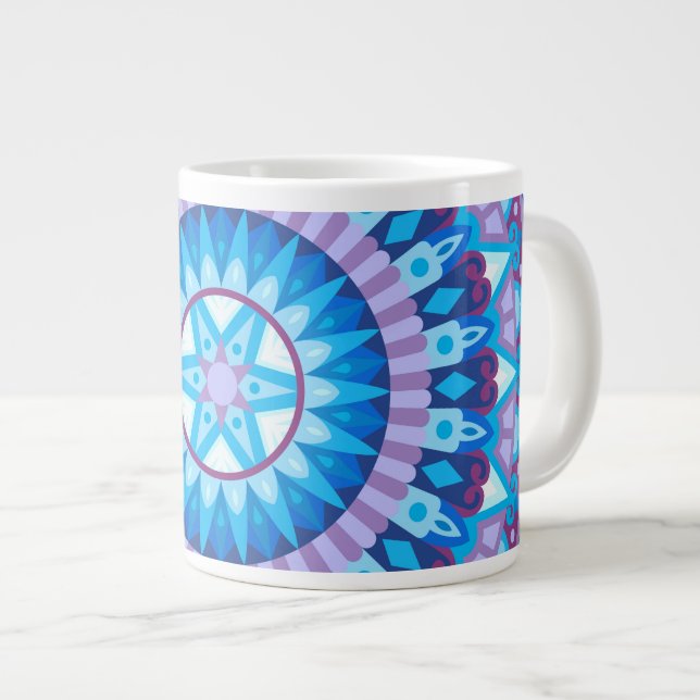 Large Winter Mandala Blue Snowflake Pattern Cosy Coffee Mug (Front Right)