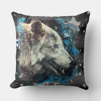 *~* Large Wolf Totem Blue Abstract Polyester Boho