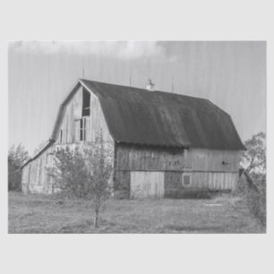 Large Wood Barn in Black and White Tissue Paper