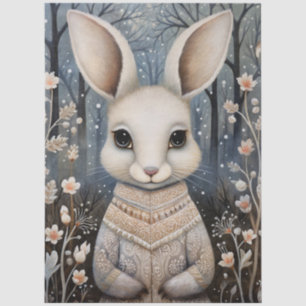 Large Woodland Forest Rabbit & Florals Decoupage  Tissue Paper
