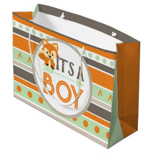 Large Woodland Fox It's A Boy Baby Shower Gift Bag