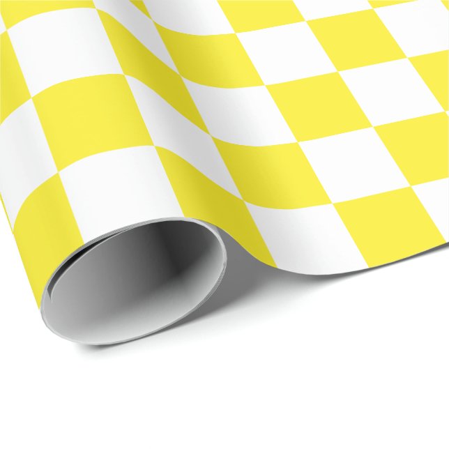 Large Yellow and White Checks Wrapping Paper (Roll Corner)