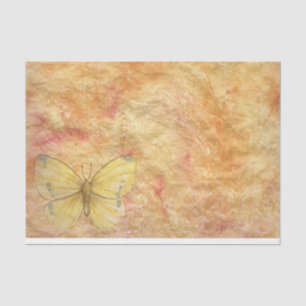 Large Yellow Butterfly Pink Light Gold Background Tissue Paper