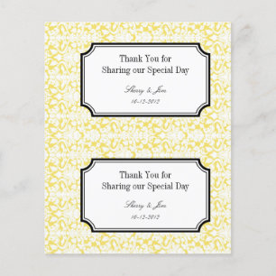 Large yellow damask diy wedding gift bag hang tag flyer