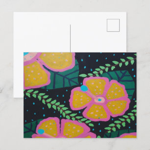Large Yellow Hibiscus on Black  Postcard
