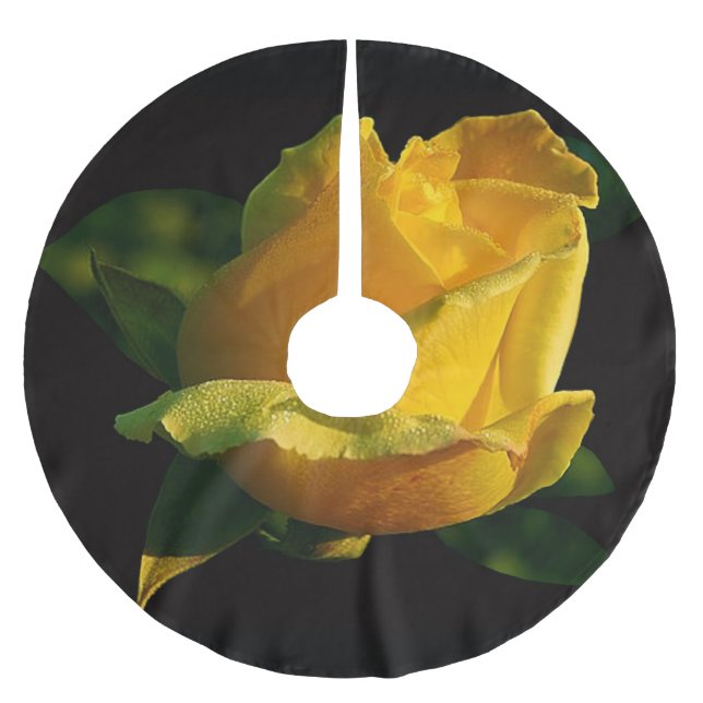 Large Yellow Rose  Brushed Polyester Tree Skirt (Front)