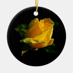 Large Yellow Rose Ceramic Tree Decoration