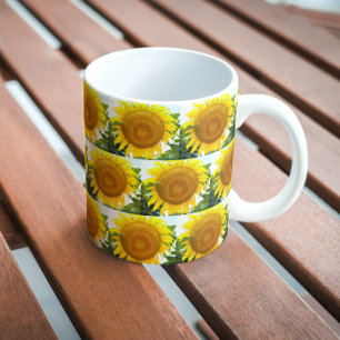 Large Yellow Sunflower Floral Pattern Mug